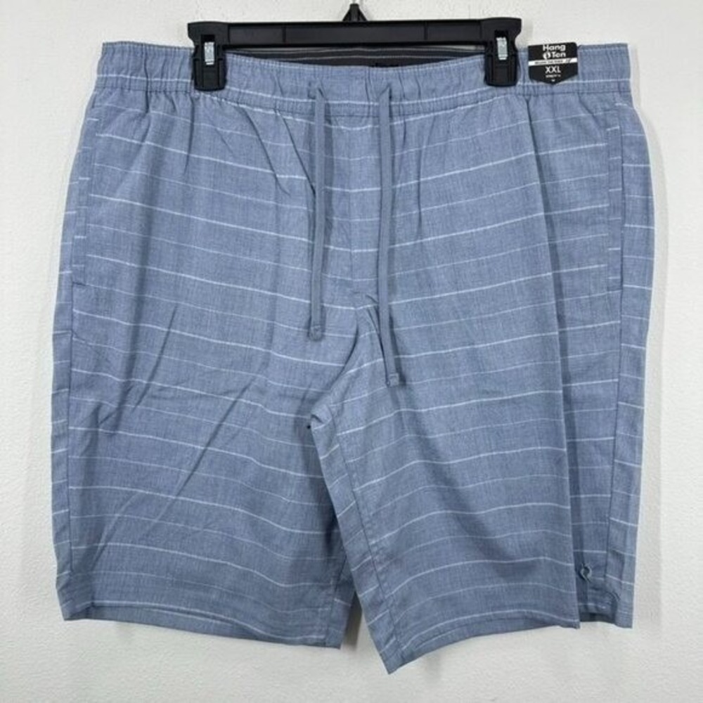 Hang Ten Men's Blue White Striped Casual Pull On‎ Shorts Beach Summer Brand New